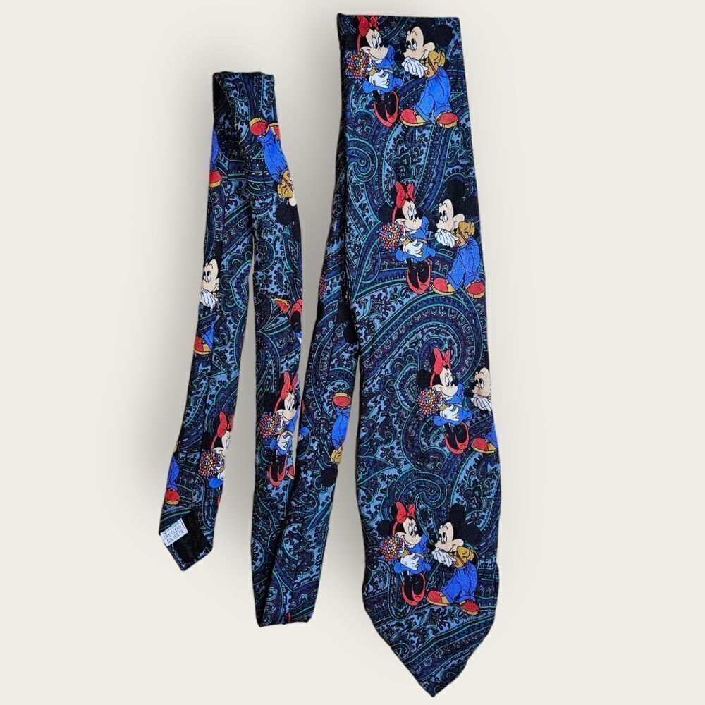 ✨ Disney Leeds International Silk Tie – Minnie & Mickey Print | EUC 🐭💙